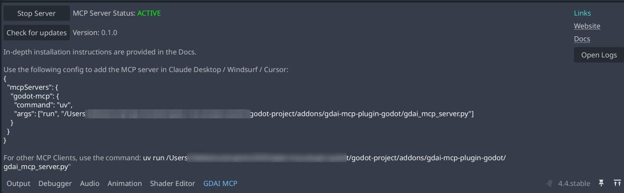 Command to use in MCP client