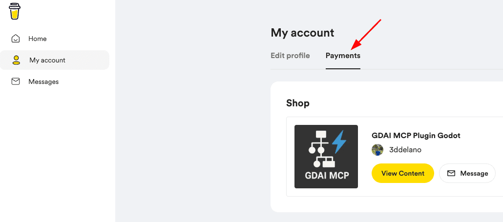 Goto payments tab