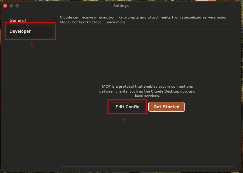 Navigate to Edit Config in Developer settings