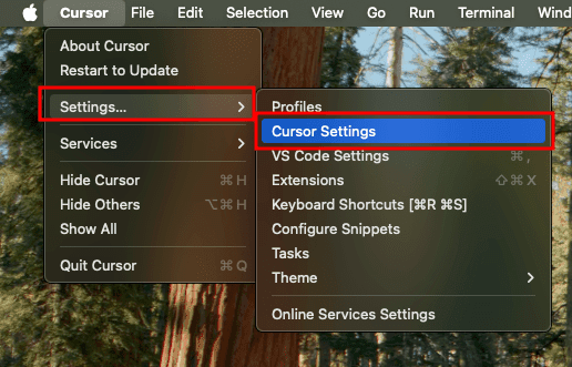 Goto Cursor Settings