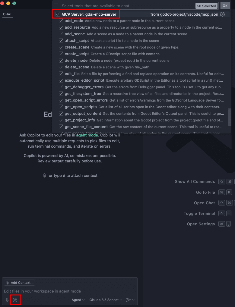 VS Code see GDAI MCP server